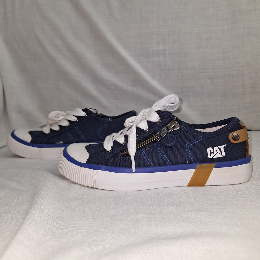 Sneakers Shoes Caterpillar Navy Blue Size 1 Canvas Side Zip Kids CK263562 Carl